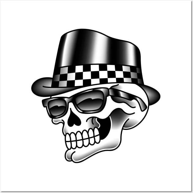 American Traditional Checkered Skull Wall Art by OldSalt